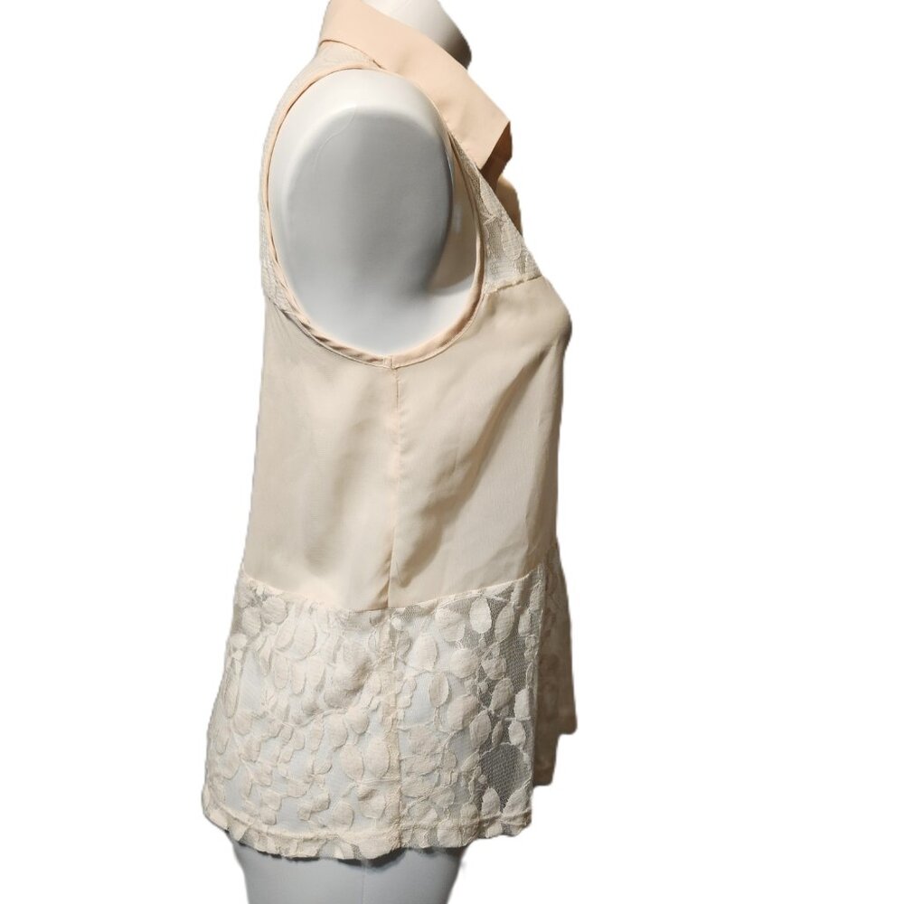 ❤️ 4/$20 NWT Event sleeveless top Women's medium button-up lace tank top Light - Picture 6 of 12